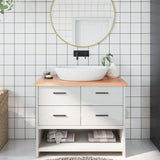 NNEVL Bathroom Countertop Light Brown 100x60x4 cm Treated Solid Wood