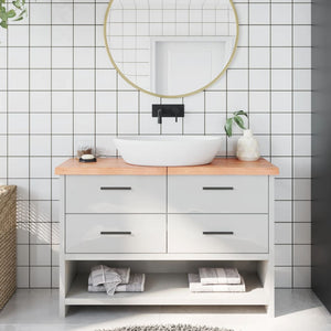NNEVL Bathroom Countertop Light Brown 120x30x4 cm Treated Solid Wood
