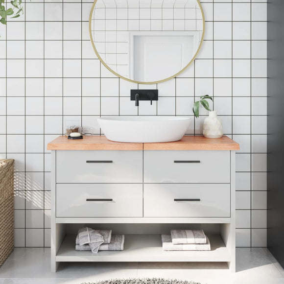 NNEVL Bathroom Countertop Light Brown 120x30x4 cm Treated Solid Wood