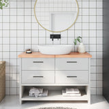 NNEVL Bathroom Countertop Light Brown 120x30x4 cm Treated Solid Wood