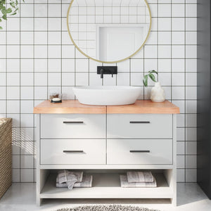 NNEVL Bathroom Countertop Light Brown 120x50x6 cm Treated Solid Wood