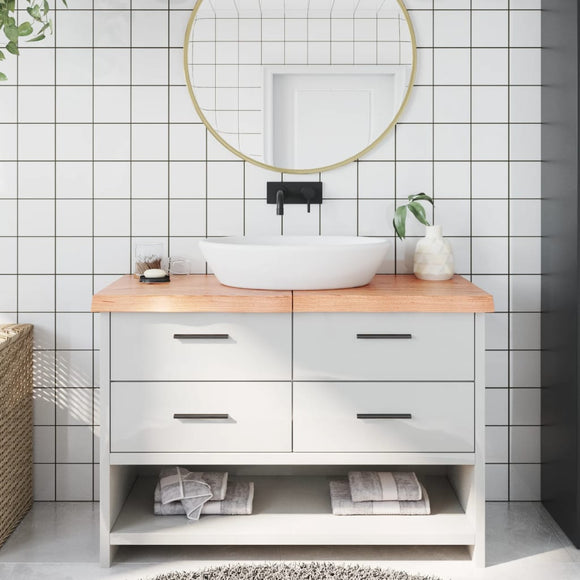 NNEVL Bathroom Countertop Light Brown 120x50x6 cm Treated Solid Wood