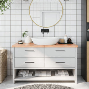 NNEVL Bathroom Countertop Light Brown 140x50x4 cm Treated Solid Wood