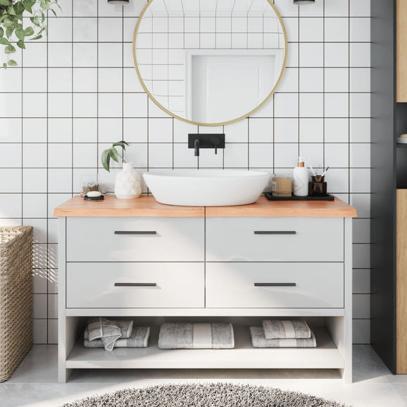 NNEVL Bathroom Countertop Light Brown 140x50x4 cm Treated Solid Wood
