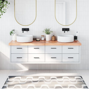 NNEVL Bathroom Countertop Light Brown 180x60x6 cm Treated Solid Wood