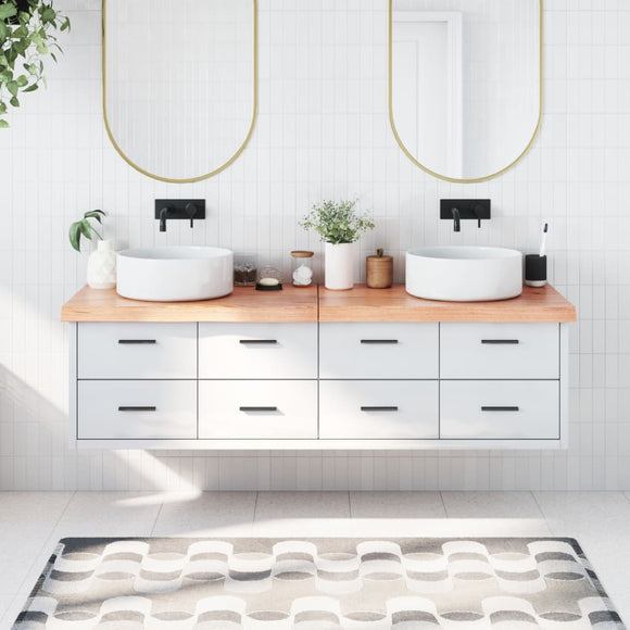 NNEVL Bathroom Countertop Light Brown 180x60x6 cm Treated Solid Wood