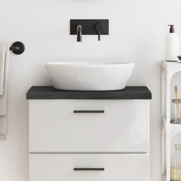 NNEVL Bathroom Countertop Dark Grey 60x40x4 cm Treated Solid Wood