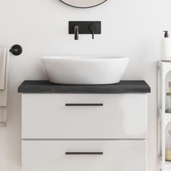 NNEVL Bathroom Countertop Dark Grey 80x30x4 cm Treated Solid Wood
