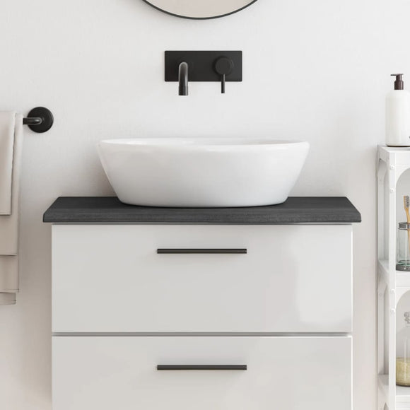 NNEVL Bathroom Countertop Dark Grey 80x40x2 cm Treated Solid Wood