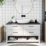 NNEVL Bathroom Countertop Dark Grey 100x30x4 cm Treated Solid Wood