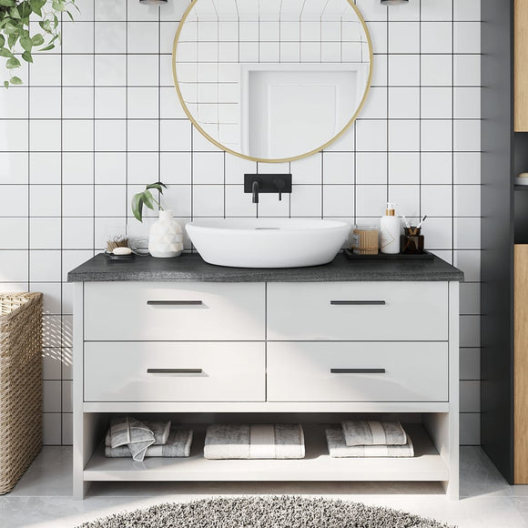 NNEVL Bathroom Countertop Dark Grey 100x40x4 cm Treated Solid Wood