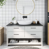 NNEVL Bathroom Countertop Dark Grey 100x40x4 cm Treated Solid Wood