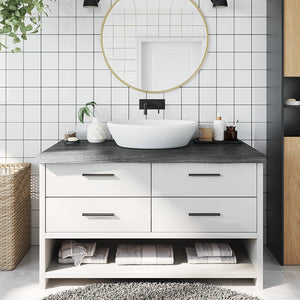 NNEVL Bathroom Countertop Dark Grey 100x50x6 cm Treated Solid Wood
