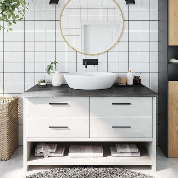 NNEVL Bathroom Countertop Dark Grey 100x60x4 cm Treated Solid Wood
