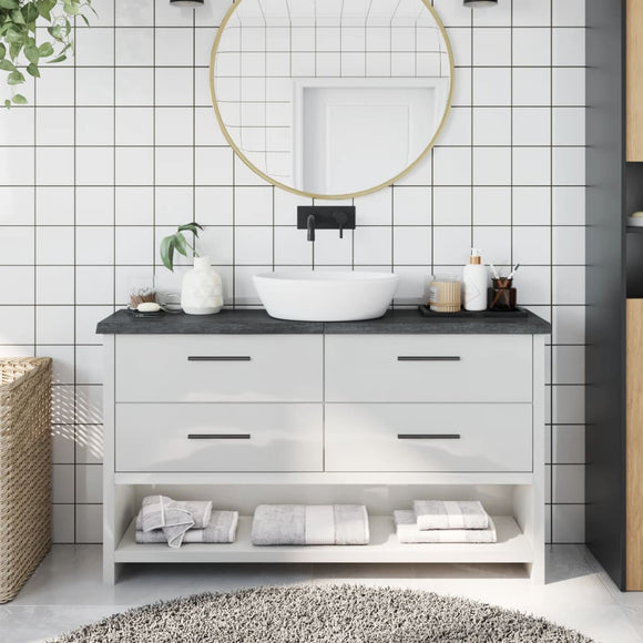 NNEVL Bathroom Countertop Dark Grey 120x30x4 cm Treated Solid Wood