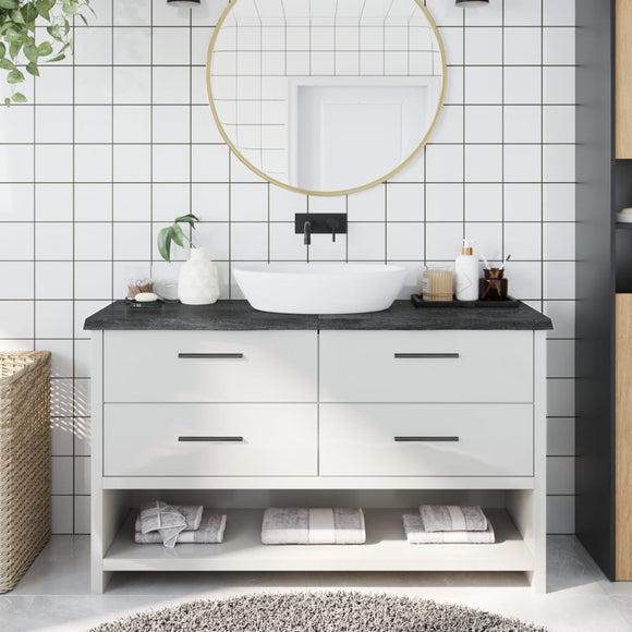 NNEVL Bathroom Countertop Dark Grey 140x40x4 cm Treated Solid Wood