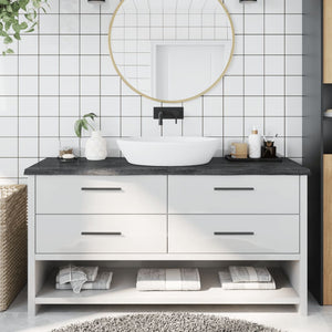 NNEVL Bathroom Countertop Dark Grey 160x60x4 cm Treated Solid Wood
