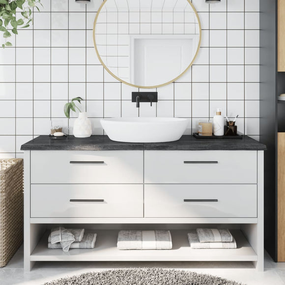 NNEVL Bathroom Countertop Dark Grey 160x60x4 cm Treated Solid Wood