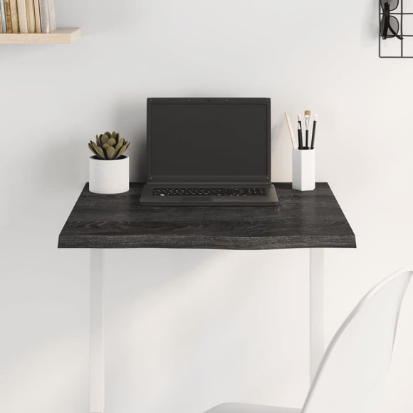 NNEVL Table Top Dark Grey 60x60x2 cm Treated Solid Wood Oak
