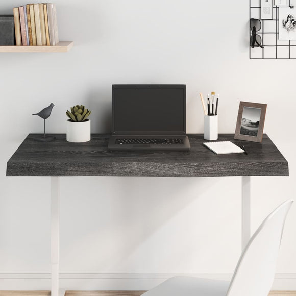 NNEVL Table Top Dark Grey 100x50x6 cm Treated Solid Wood Oak