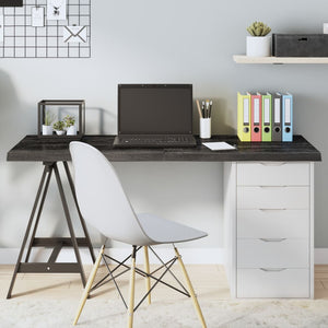 NNEVL Table Top Dark Grey 140x50x4 cm Treated Solid Wood Oak