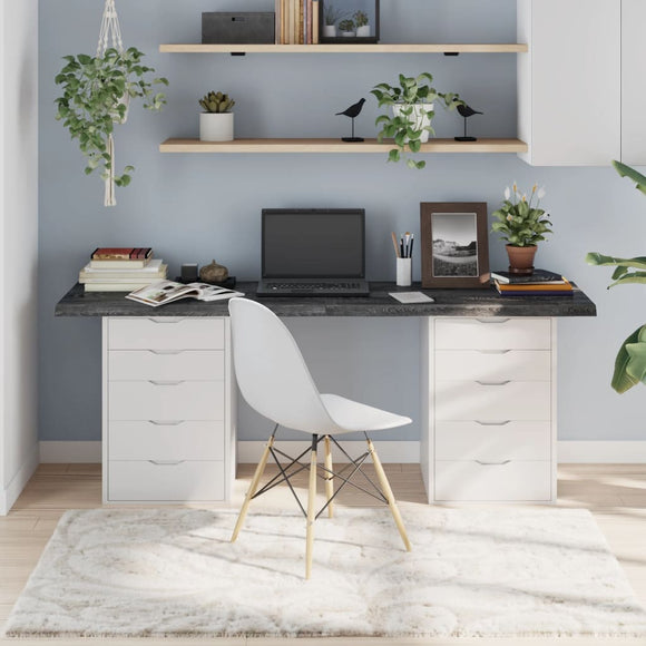 NNEVL Table Top Dark Grey 180x50x4 cm Treated Solid Wood Oak
