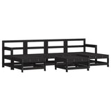 NNEVL 7 Piece Garden Lounge Set with Cushions Black Solid Wood