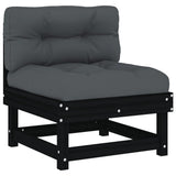 NNEVL 6 Piece Garden Lounge Set with Cushions Black Solid Wood