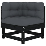 NNEVL 6 Piece Garden Lounge Set with Cushions Black Solid Wood