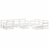 NNEVL 10 Piece Garden Lounge Set with Cushions White Solid Wood