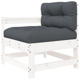 NNEVL 10 Piece Garden Lounge Set with Cushions White Solid Wood