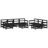 NNEVL 10 Piece Garden Lounge Set with Cushions Black Solid Wood