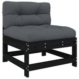 NNEVL 10 Piece Garden Lounge Set with Cushions Black Solid Wood