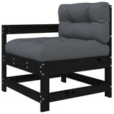 NNEVL 10 Piece Garden Lounge Set with Cushions Black Solid Wood