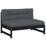 NNEVL 2 Piece Garden Lounge Set with Cushions Black Solid Wood