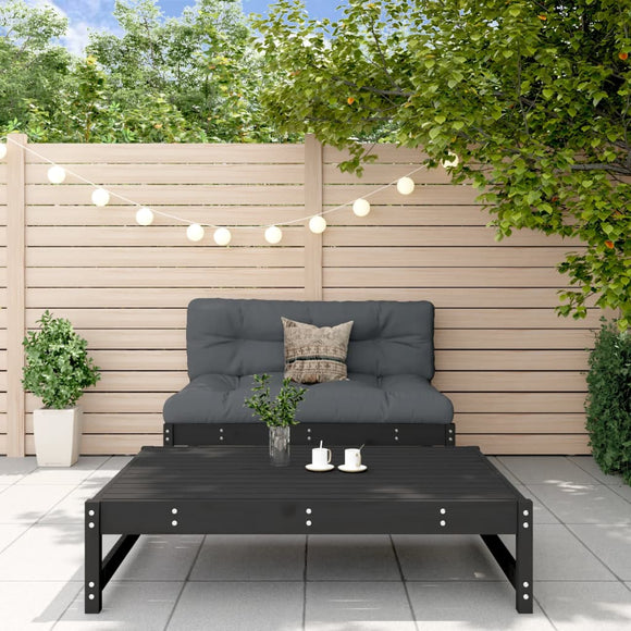 NNEVL 2 Piece Garden Lounge Set with Cushions Black Solid Wood