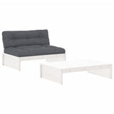 NNEVL 2 Piece Garden Lounge Set with Cushions White Solid Wood