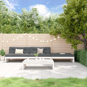 NNEVL 4 Piece Garden Lounge Set with Cushions White Solid Wood