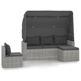 NNEVL 4 Piece Garden Sofa Set with Cushions Grey Poly Rattan