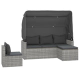NNEVL 4 Piece Garden Sofa Set with Cushions Grey Poly Rattan