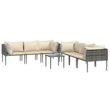 NNEVL 7 Piece Garden Lounge Set with Cushions Grey Poly Rattan