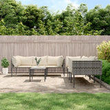 NNEVL 7 Piece Garden Lounge Set with Cushions Grey Poly Rattan