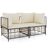 NNEVL Sectional Corner Sofas with Cushions 2 pcs Poly Rattan