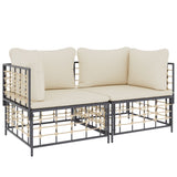 NNEVL Sectional Corner Sofas with Cushions 2 pcs Poly Rattan