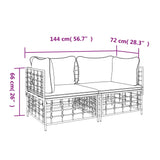 NNEVL Sectional Corner Sofas with Cushions 2 pcs Poly Rattan