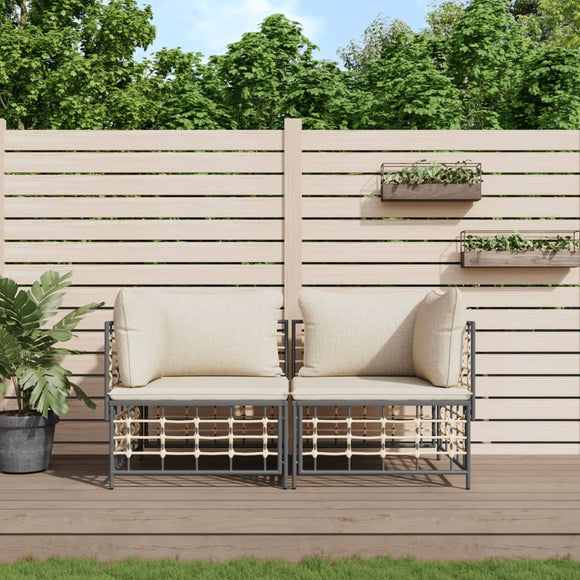 NNEVL Sectional Corner Sofas with Cushions 2 pcs Poly Rattan