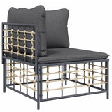 NNEVL 5 Piece Garden Lounge Set with Cushions Anthracite Poly Rattan