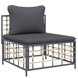 NNEVL 5 Piece Garden Lounge Set with Cushions Anthracite Poly Rattan