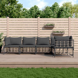 NNEVL 5 Piece Garden Lounge Set with Cushions Anthracite Poly Rattan