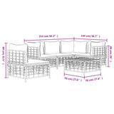 NNEVL 6 Piece Garden Lounge Set with Cushions Anthracite Poly Rattan